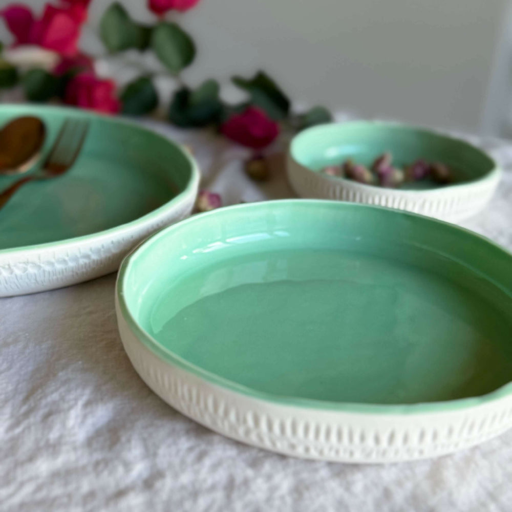 Australian-Ceramic-Artist-Ana-Ceramica-Handmade-Pottery-Ceramics-Home-Decor-Kitchen-and-Dining-Servingware-Handmade-Porcelain-Celedon-Blates-Carved-Rim-High-Sided-Plates-Large-Medium-Small