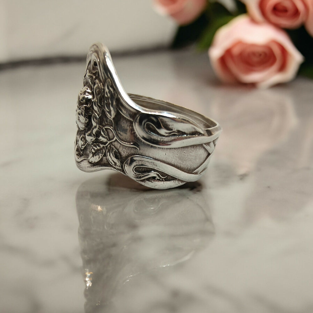 Antique Tea Rose Spoon Ring