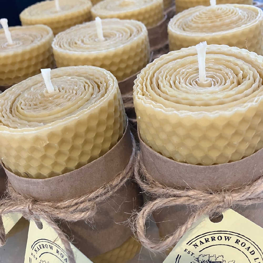 Narrow Road Living Medium Hand Rolled Pillar Beeswax Candle 4