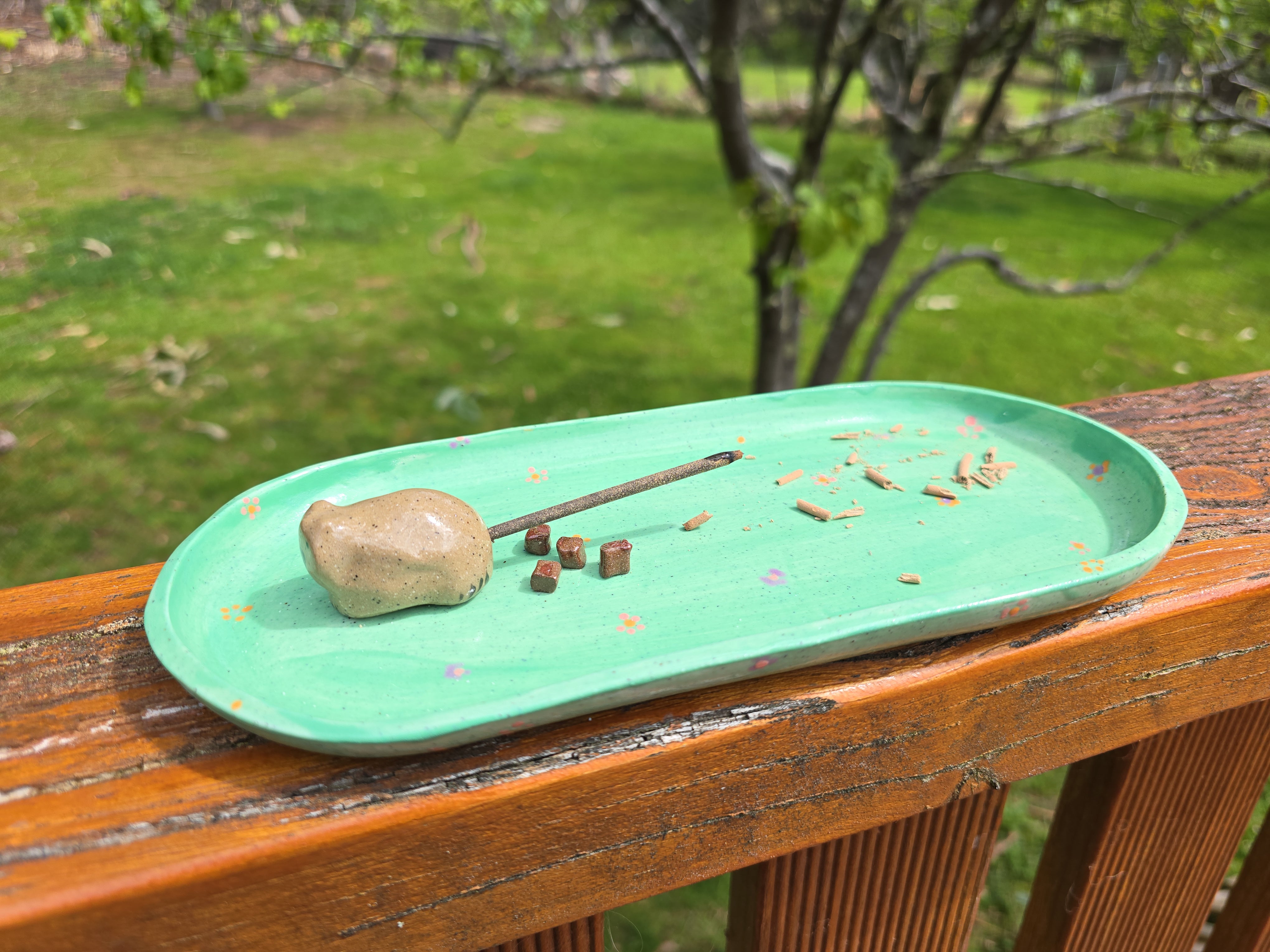 ceramic wombat bum incense dish