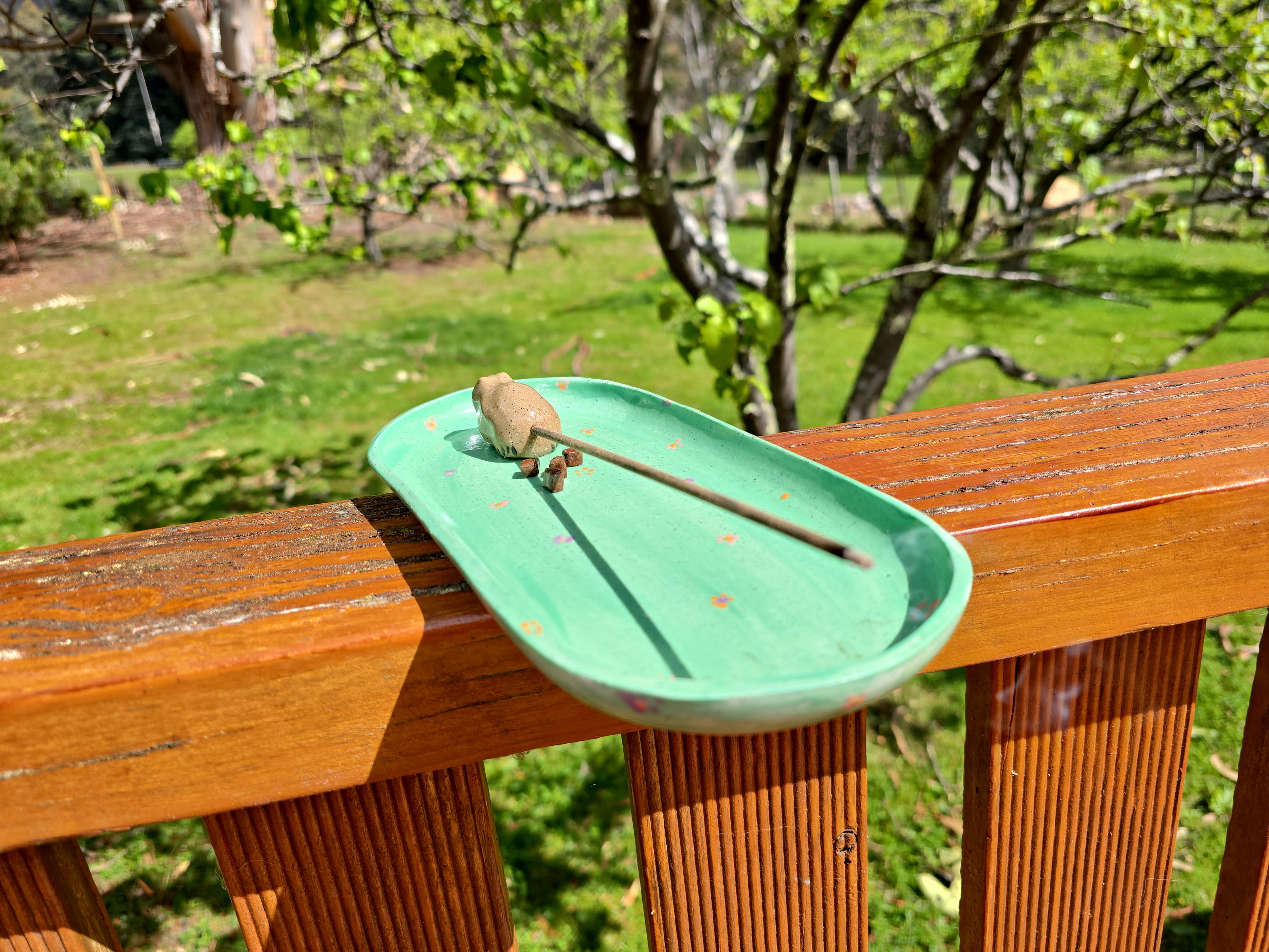 ceramic wombat bum incense dish