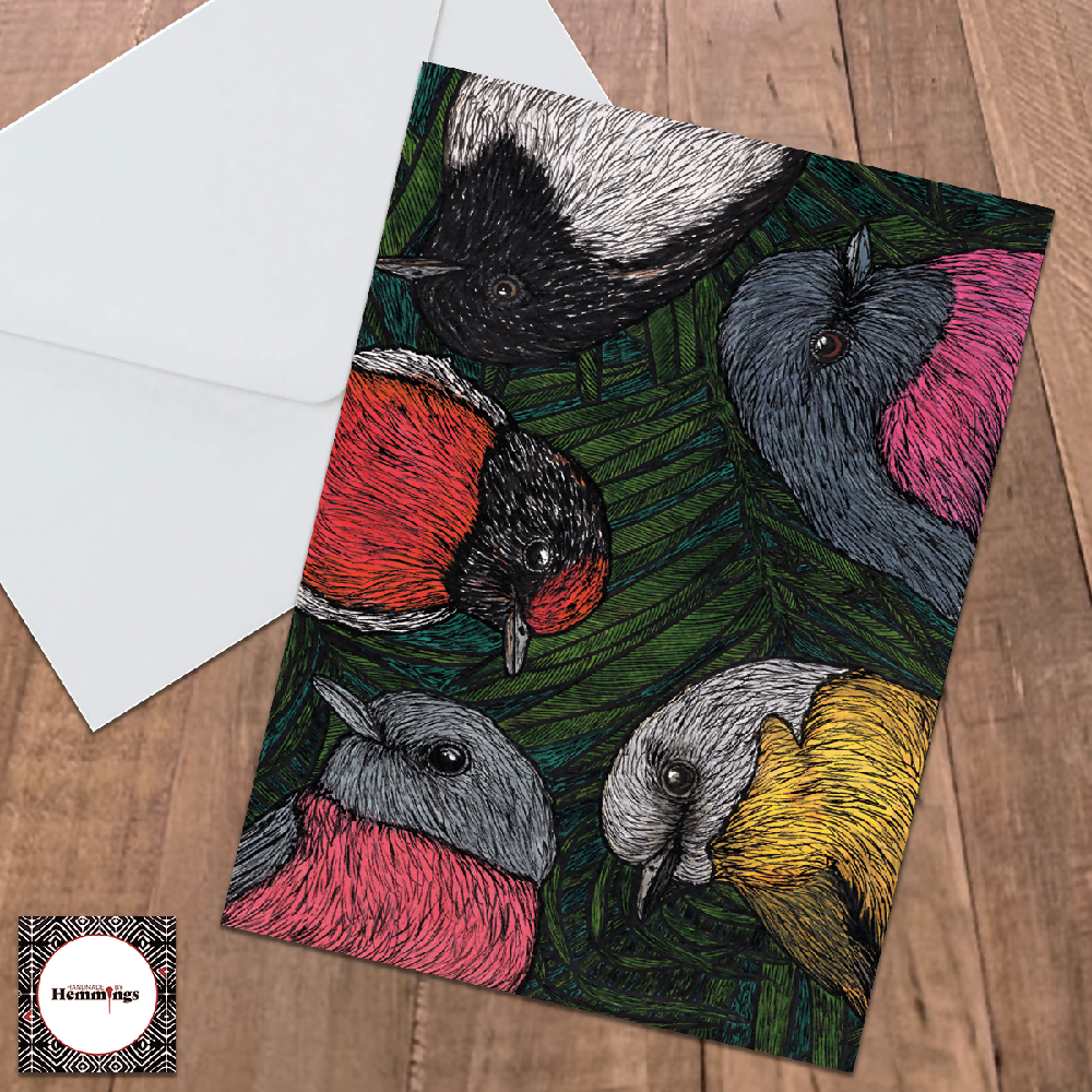 Bundle 5 Australian Bird Collage Greeting Cards with Envelopes