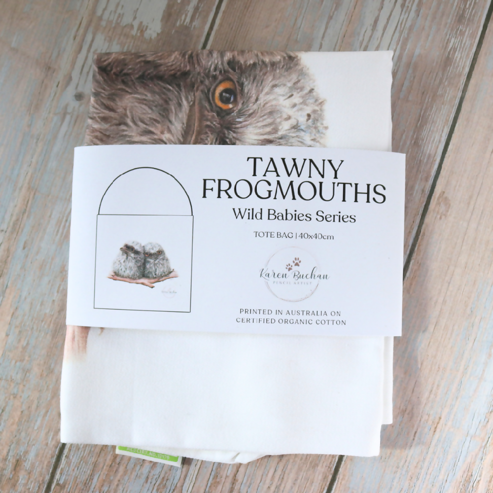 Australian-artist-illustration-tote-bag-tawny-frogmouth-front-label