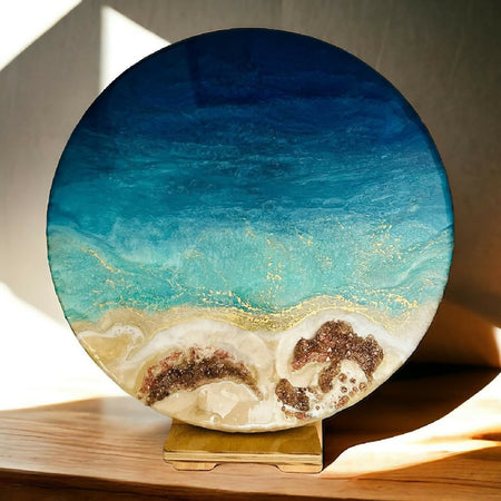 Wall Art | 40cm Timber Resin Textured Wall Art - Beach themed