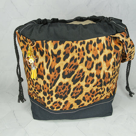 Large Knitting Project Bag -Leopard