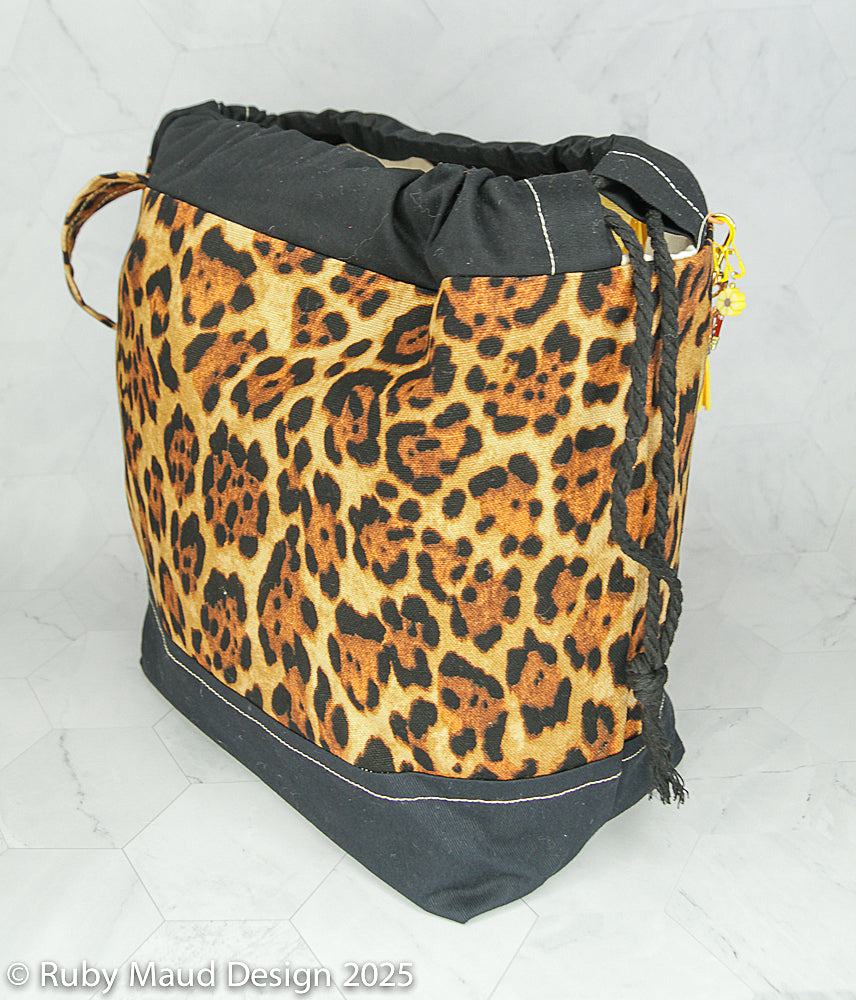 Large Knitting Project Bag -Leopard