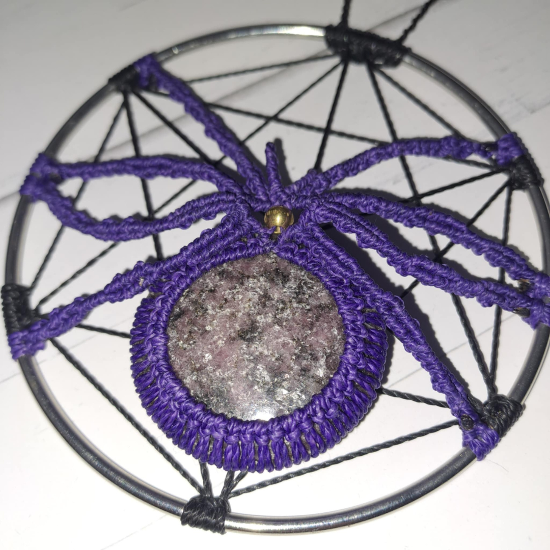 🕸 Lepidolite Macramé Spider & Web