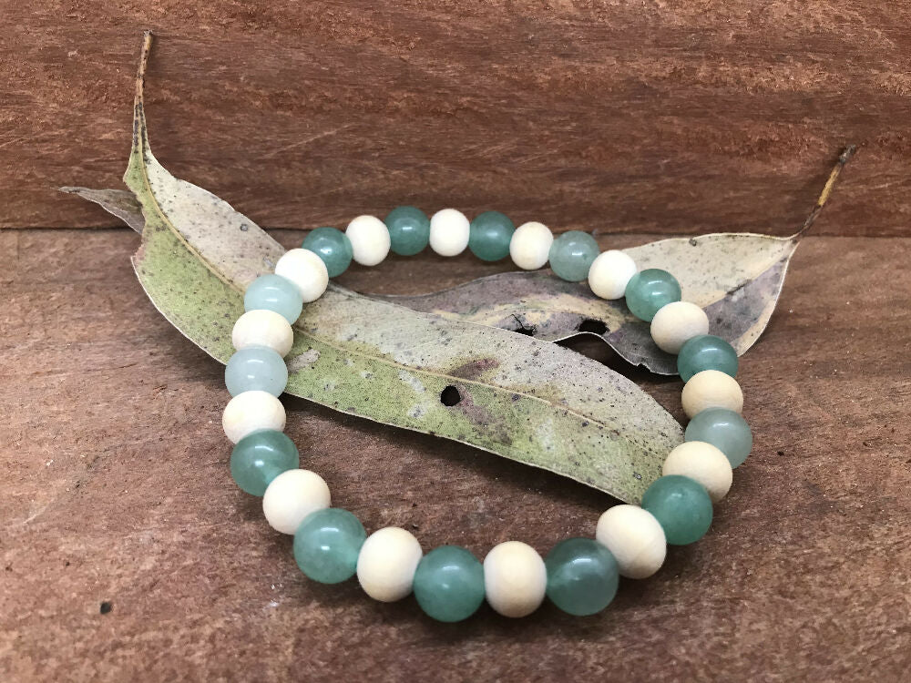 Natural Wood and Crystal Healing Bracelet - Assorted