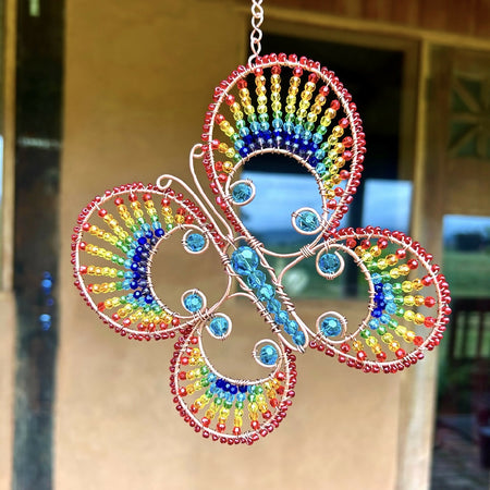 Crystal Rainbow Butterfly Sun-Catcher Window Decor
