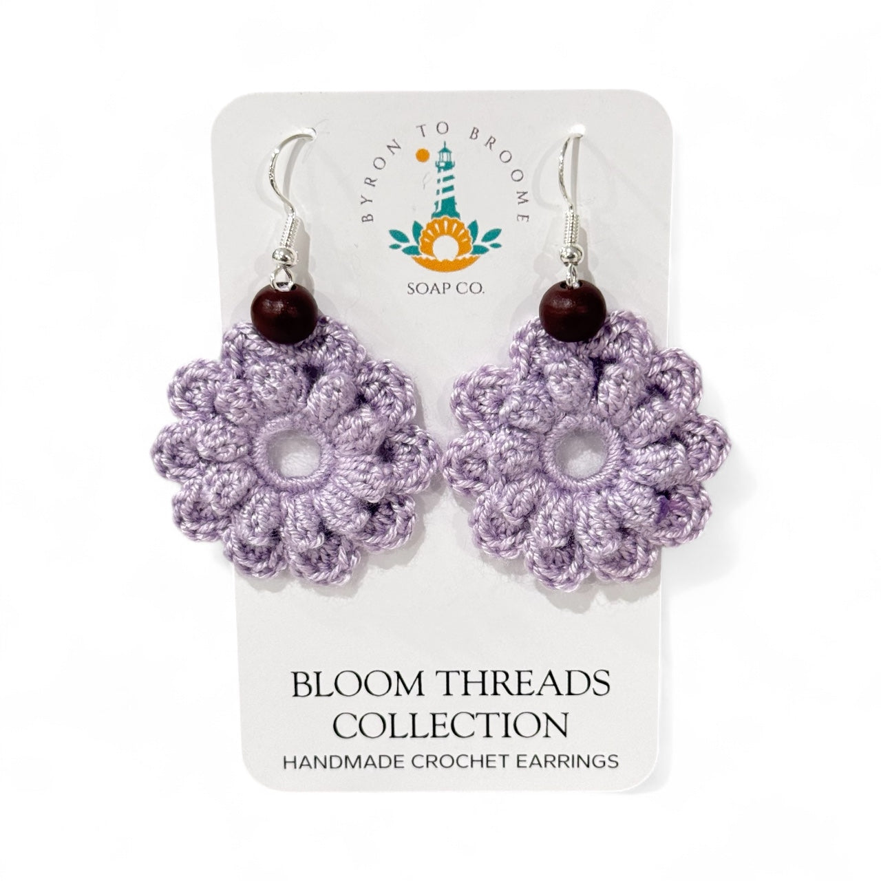 Crochet Earrings - Bloom Threads: Lilac Mocha