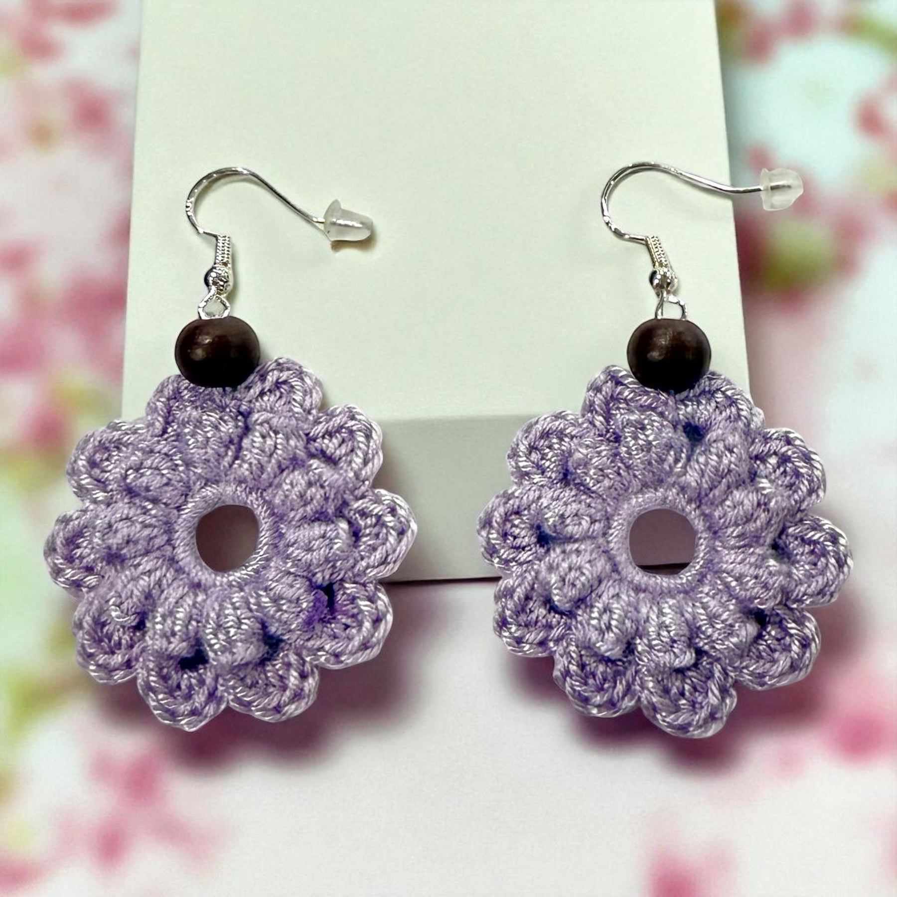 Crochet Earrings - Bloom Threads: Lilac Mocha