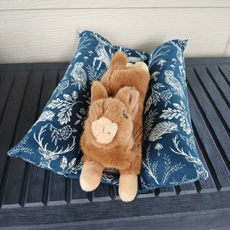 Rabbit navy blue and white bed for your bunny. Pet bedding