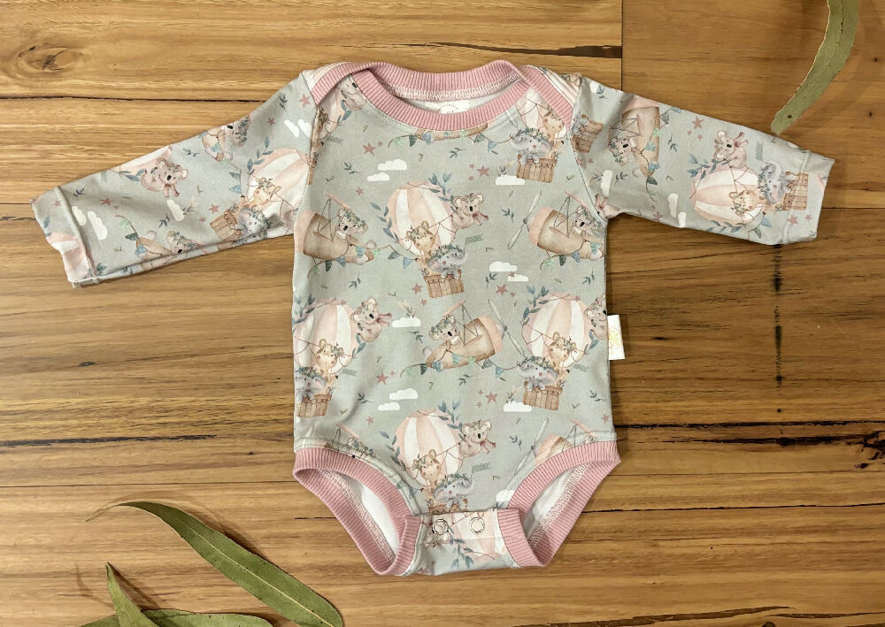 Baby Stretch Body Suit - Koalas Hot Air Balloons