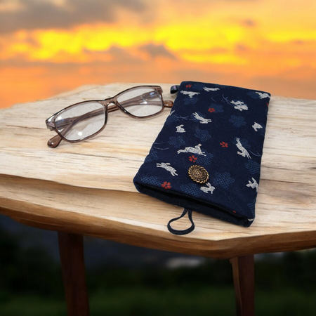 Spectacle case protector, eyewear pouch, bunny print fabric