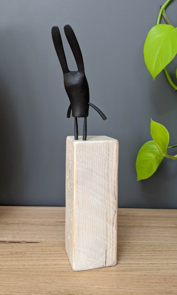 Hand Carved Rabbit (black)