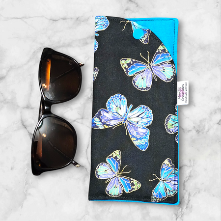 Soft Sunglasses Case with Closure - Butterflies