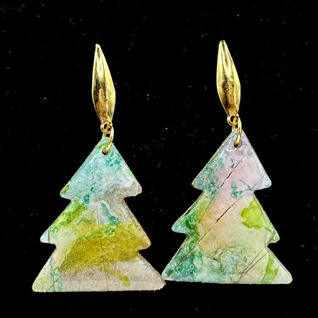 18k Gold Plated Stainless Steel Christmas Earrings - Hypoallergenic Friendly