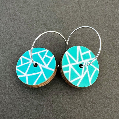 Unique Aqua Hand Painted Dangle Earrings