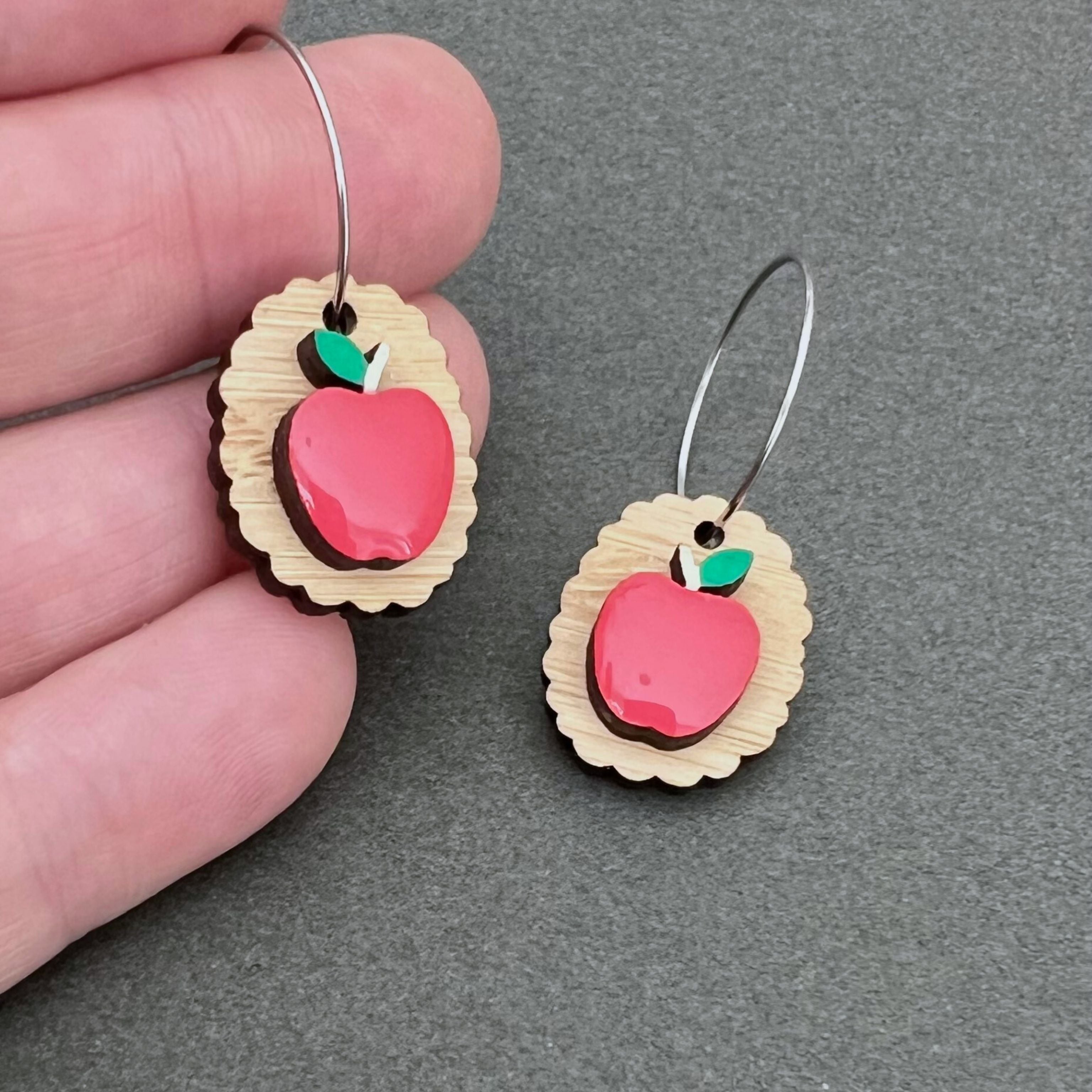 Apple Wooden Earrings