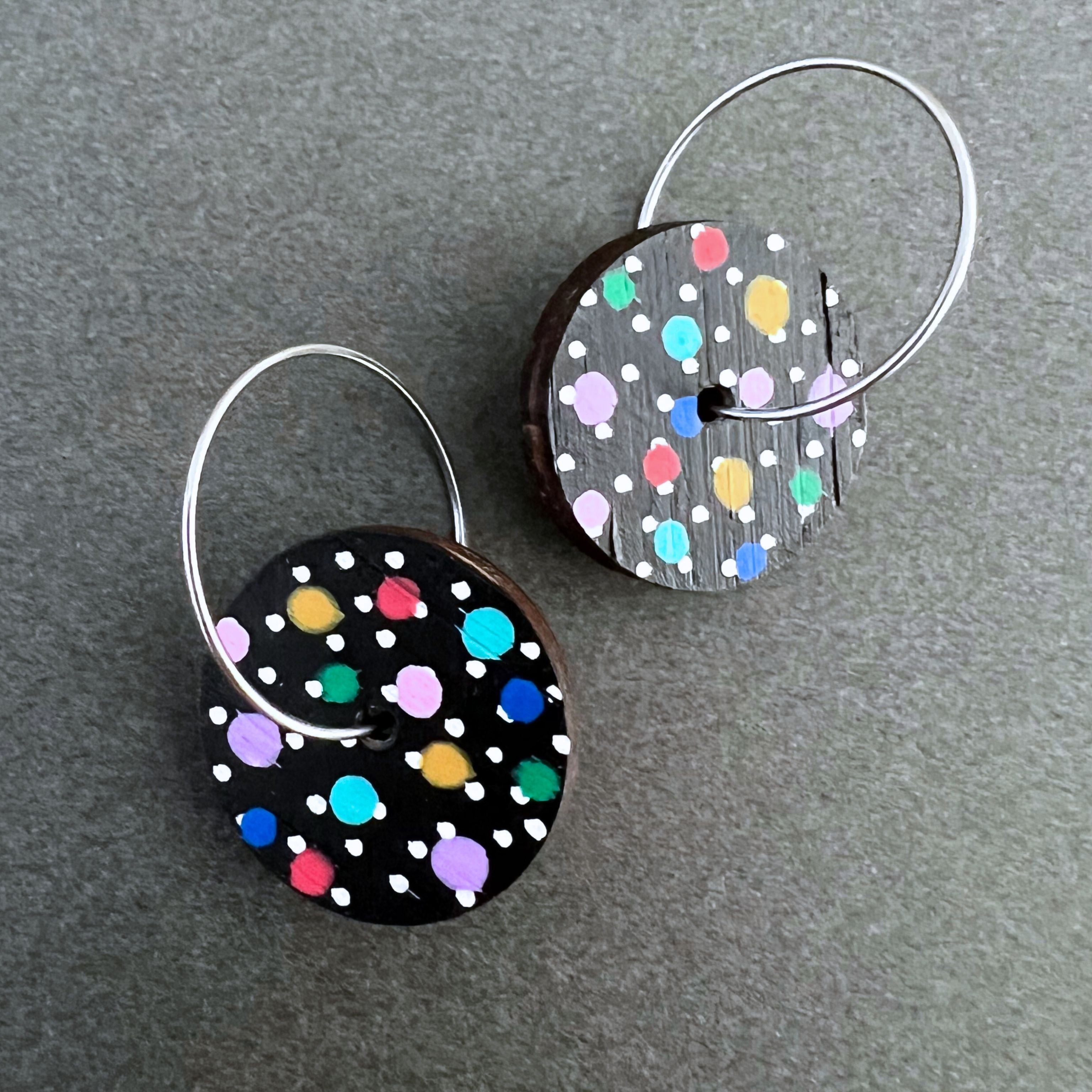 Unique Spotty Hand Painted Dangle Earrings