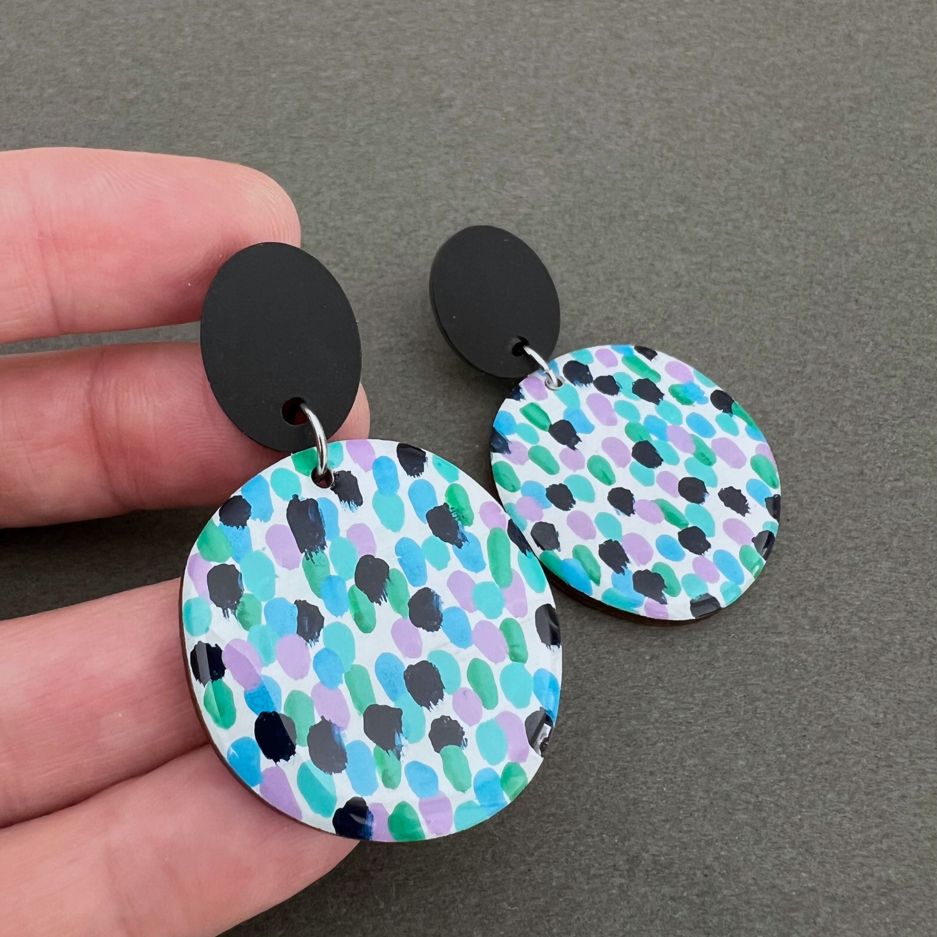 Hand Painted Arty Statement Earrings