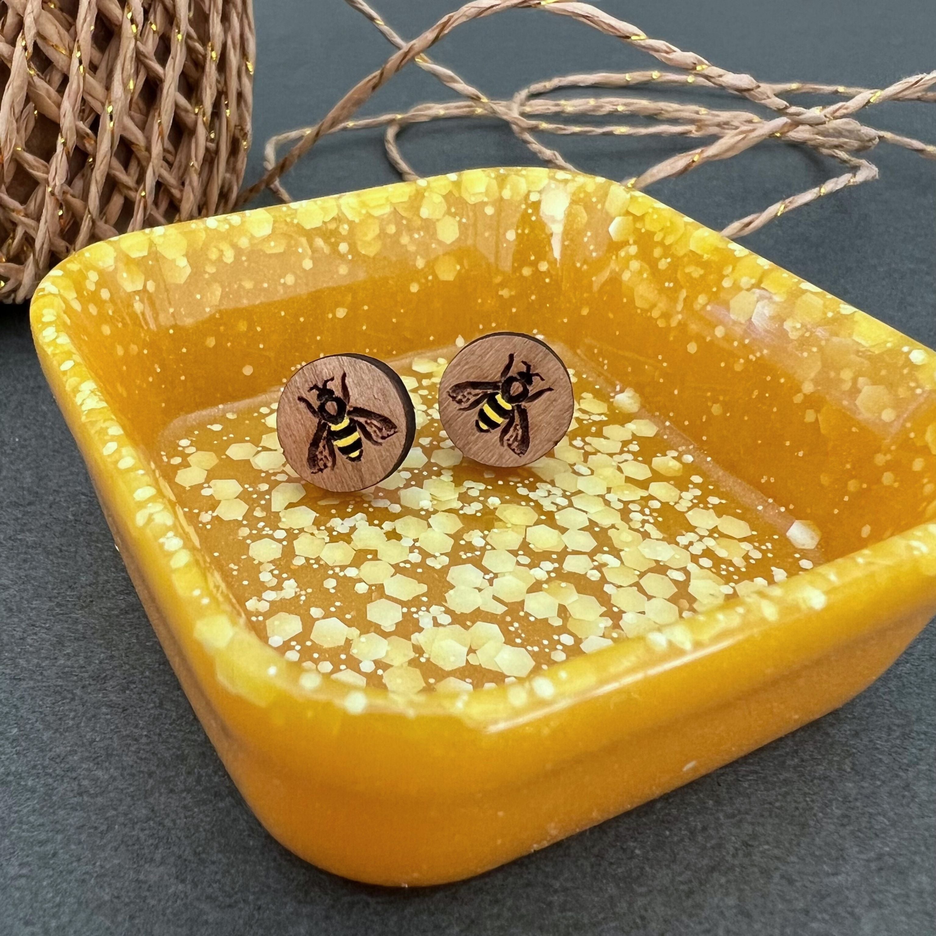 Bee Gift Set Earrings And Trinket Dish