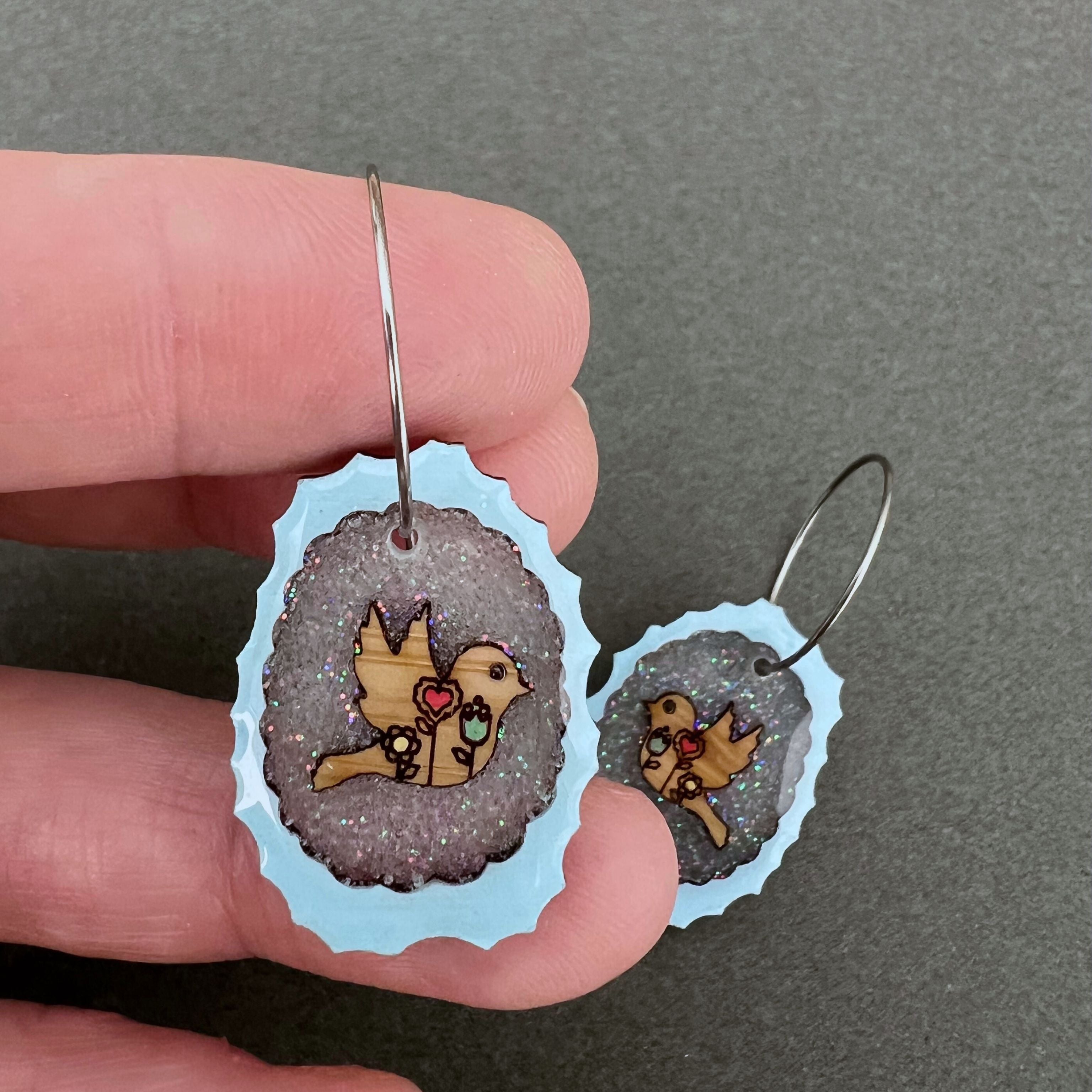 Bird In Flight Unique Wooden Earrings