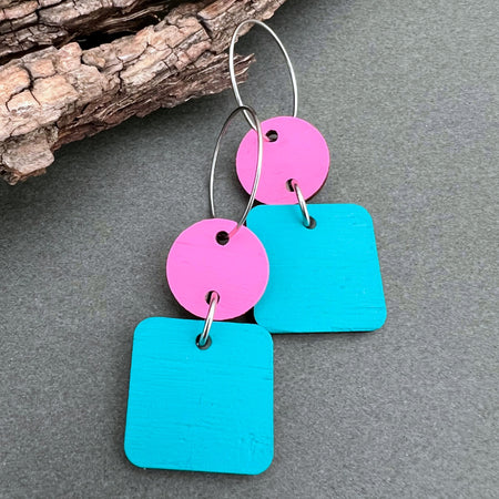 Retro Pop Of Colour Hand Painted Dangle Earrings