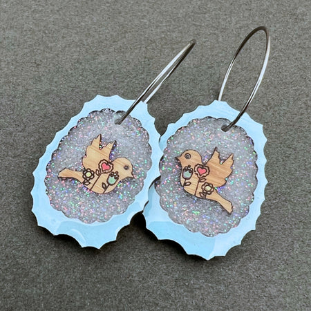 Bird In Flight Unique Wooden Earrings