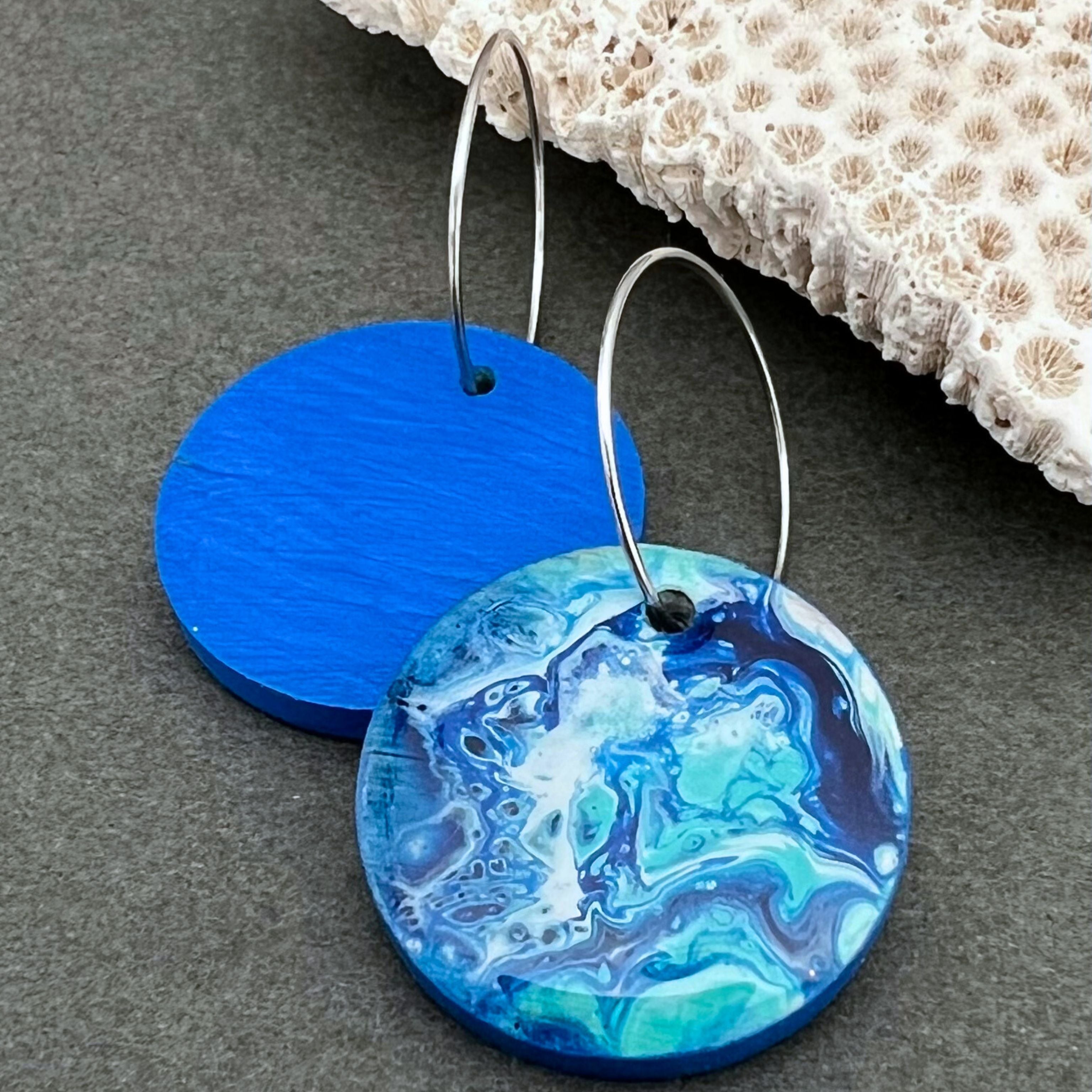 Hand Painted Art Wooden Earrings