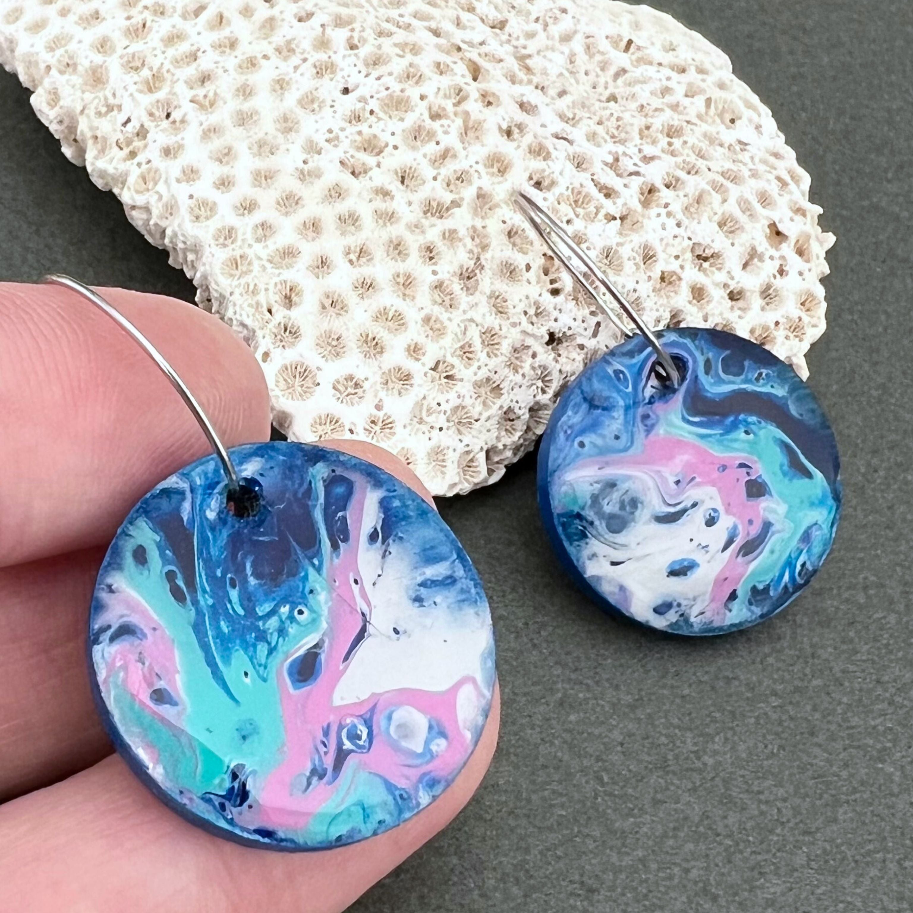 Hand Painted Art Wooden Earrings