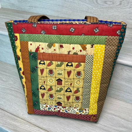 Autumn hues patchwork tote bag