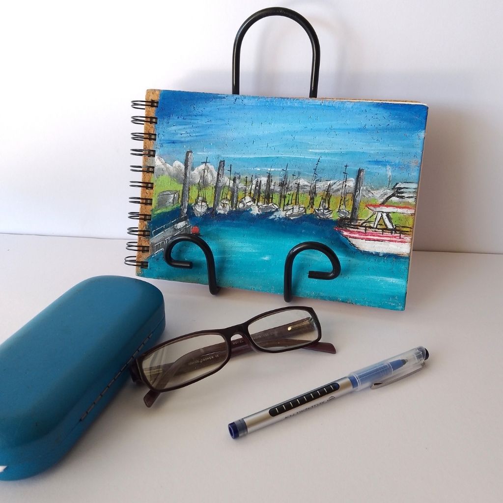 Handpainted Landscape Cork Covered Sketchbook