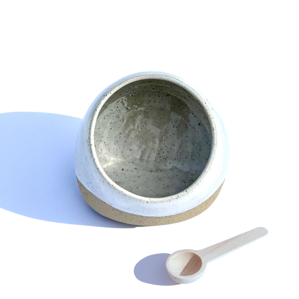 Ceramic Salt Cellar/Pig with Wooden Spoon