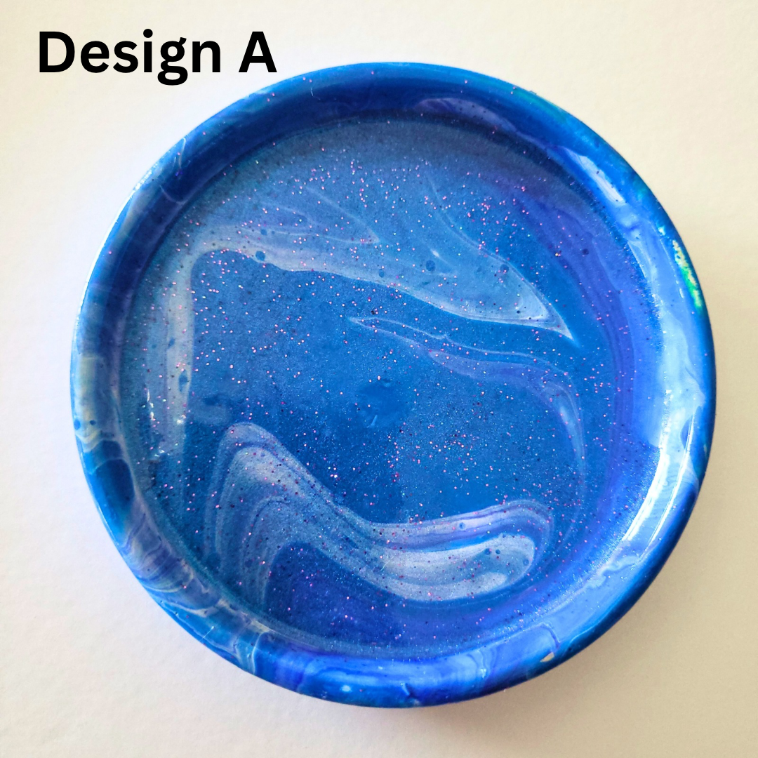 Blue painted trinket dish coaster
