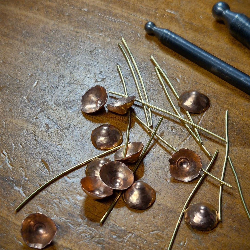 Magic Fungi Dangles in Copper and Brass
