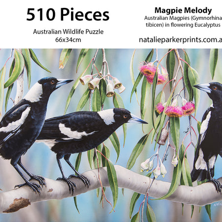 Magpie Melody – Australian Magpies | 510-Piece Panorama Jigsaw Puzzle