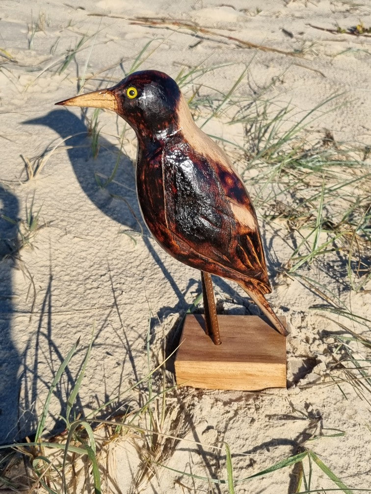 Hand carved Wooden Magpie Sculpture