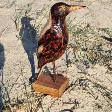 Hand carved Wooden Magpie Sculpture