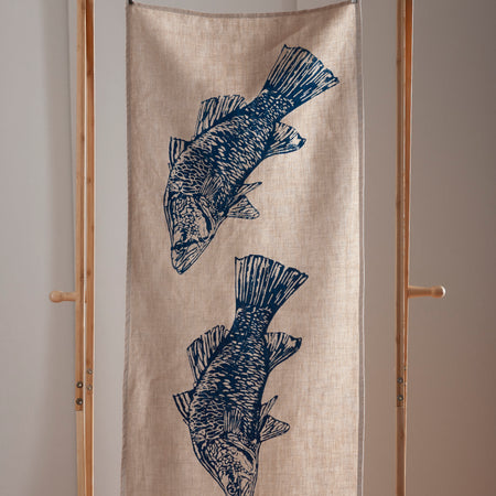 Hand screen printed Linen Table Runners-Barramundi