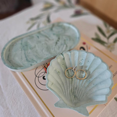 Eco Resin Shell trinket tray - Blue Marble
