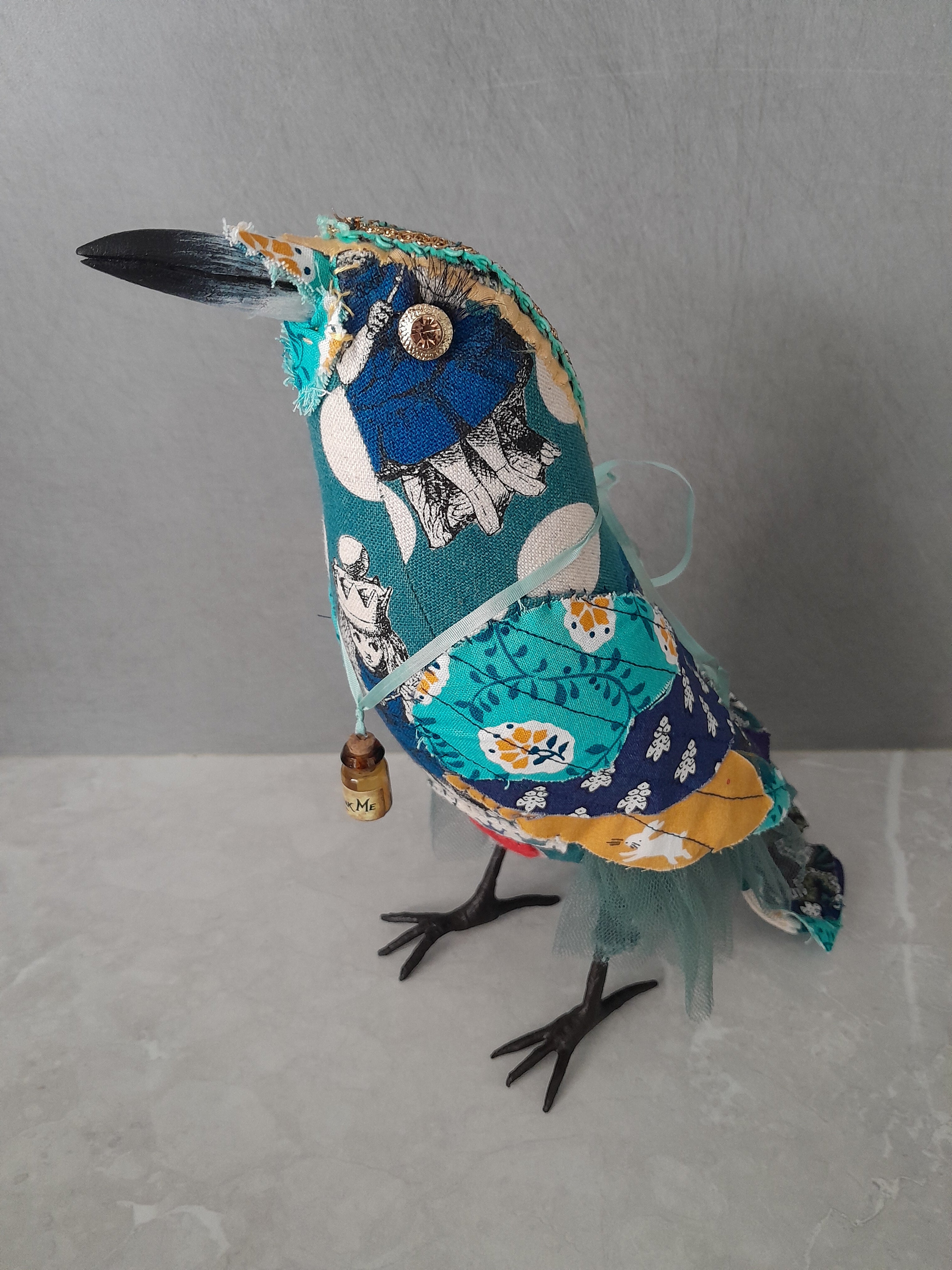 Raven Textile Art Sculpture -Alice in Wonderland