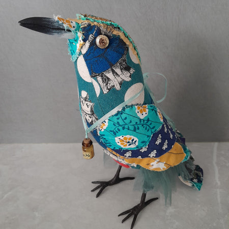 Raven Textile Art Sculpture -Alice in Wonderland