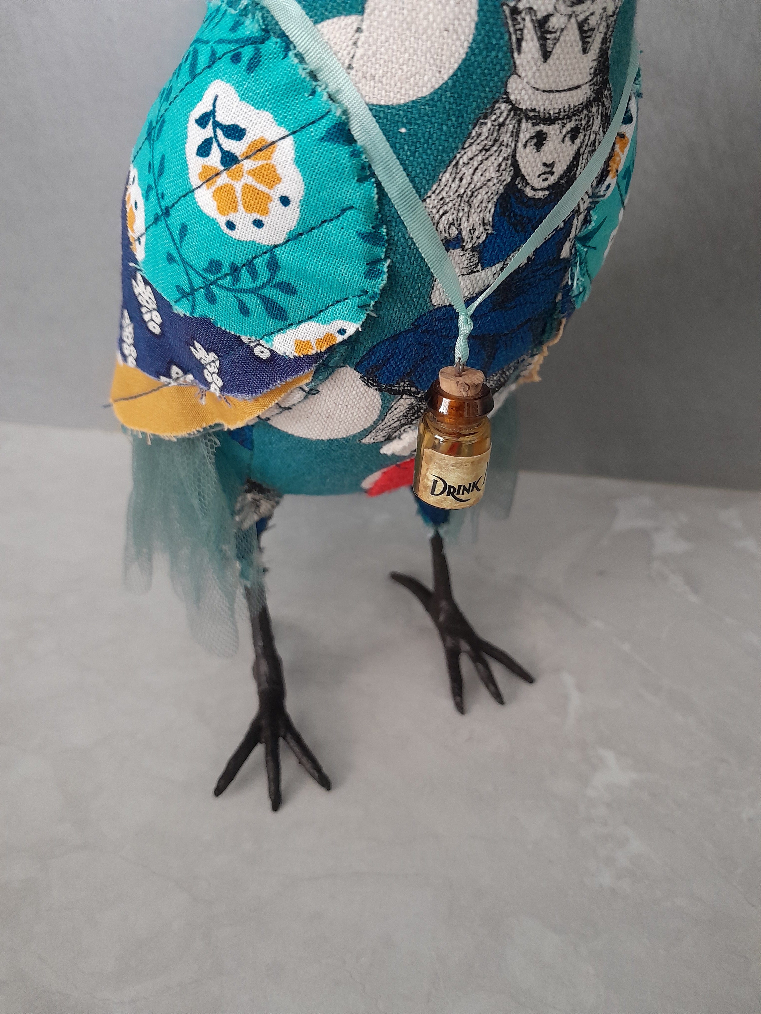 Raven Textile Art Sculpture -Alice in Wonderland