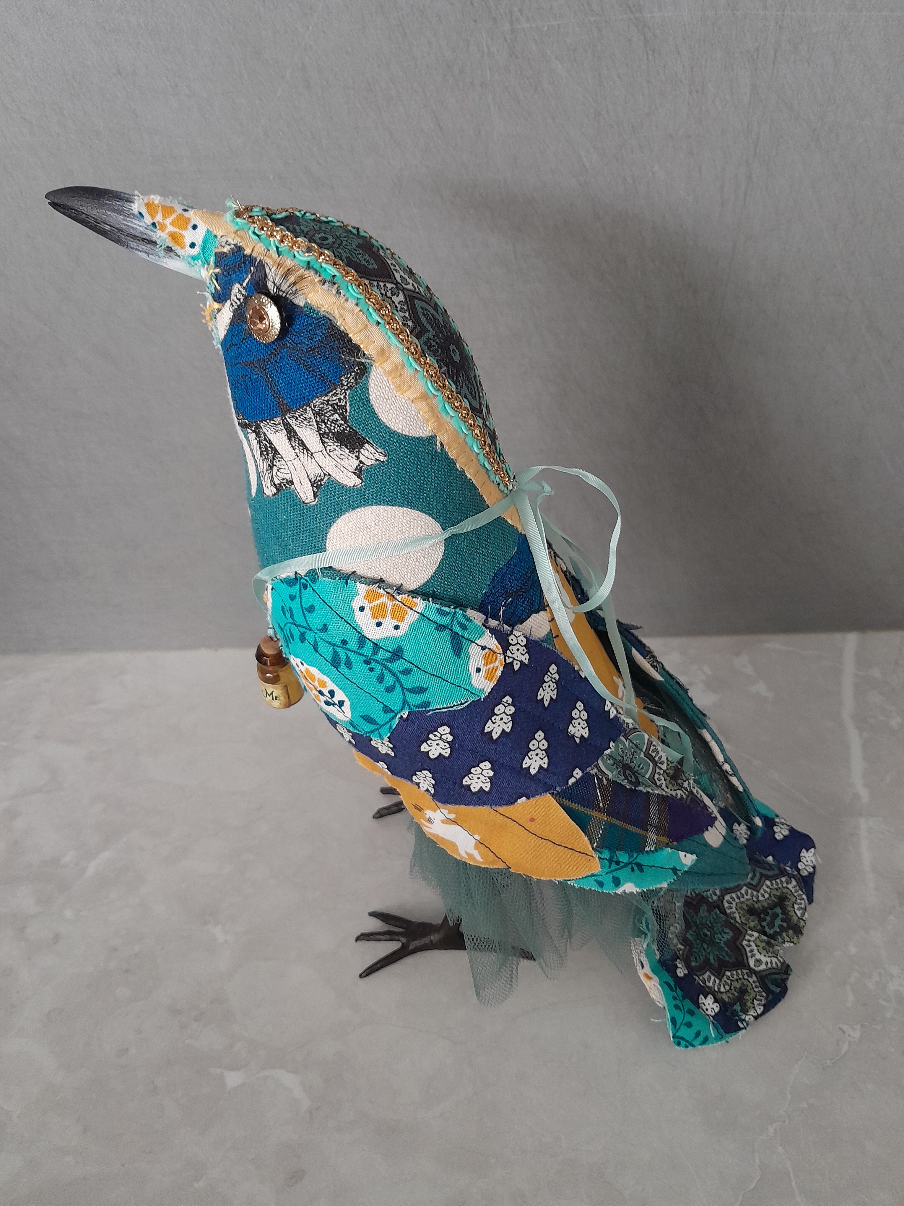 Raven Textile Art Sculpture -Alice in Wonderland