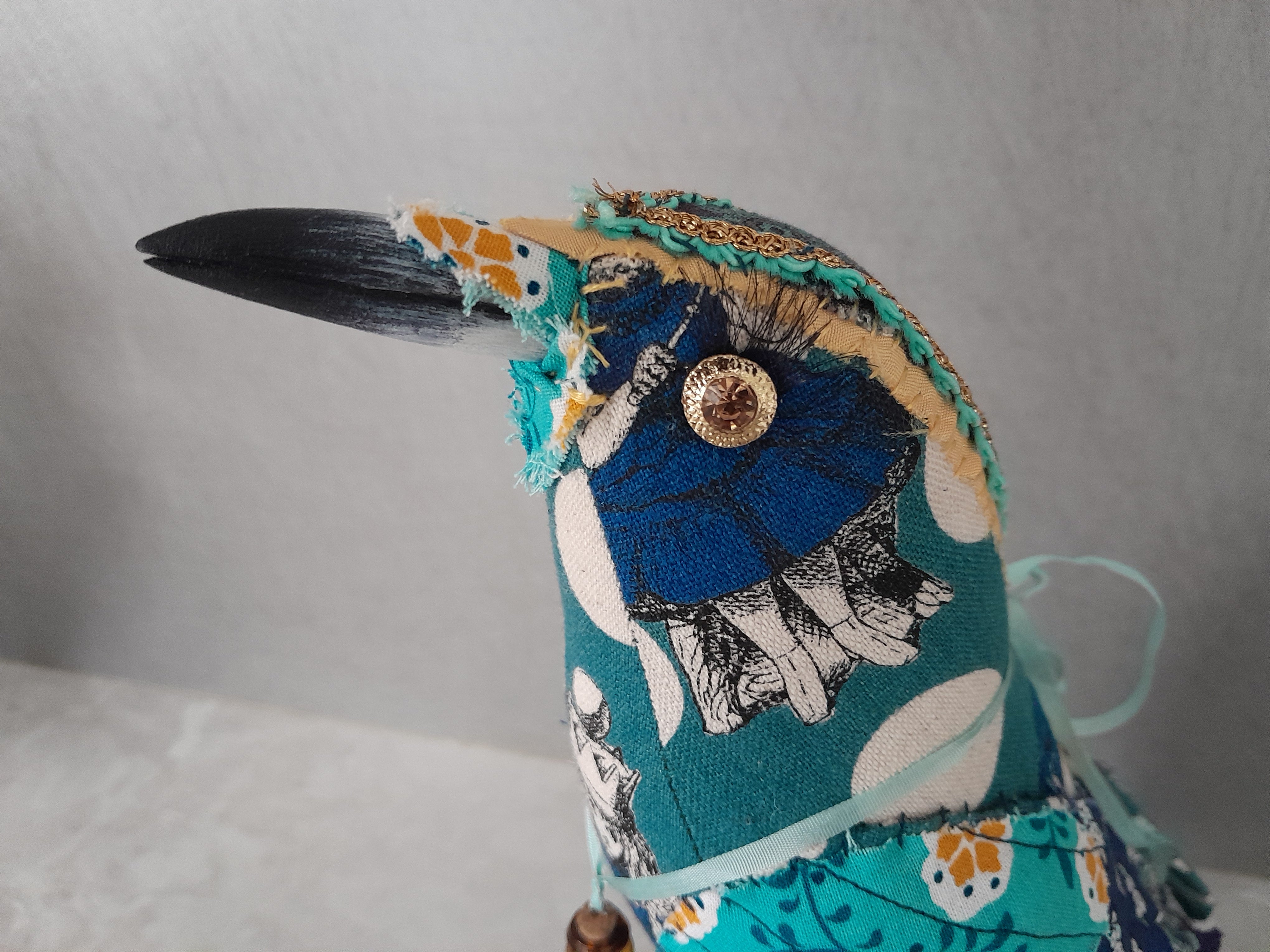 Raven Textile Art Sculpture -Alice in Wonderland