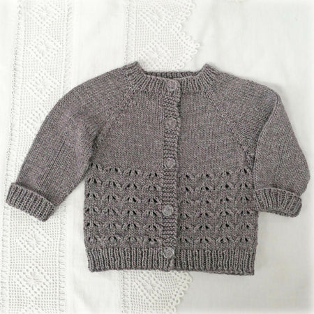 Wool and bamboo yarn cardigan, size 2. Handknitted. Free post