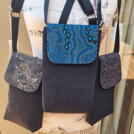 Upcycled mini phone messenger bag - Regular