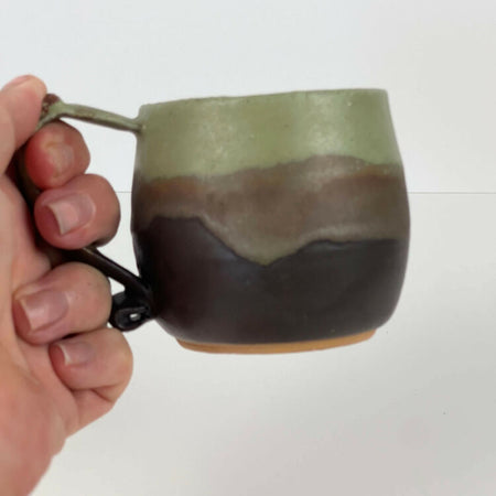 Small Ceramic Mug | Green & Chocolate Brown | Australian Handmade