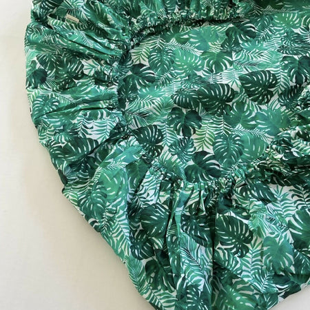 Fitted Cot Sheet / Green Monstera and Palms